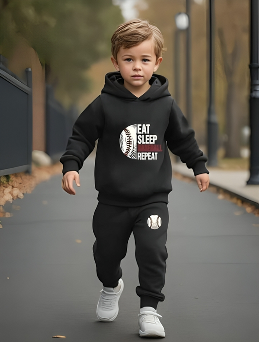 2 Pcs Kids Baby Tracksuit Black