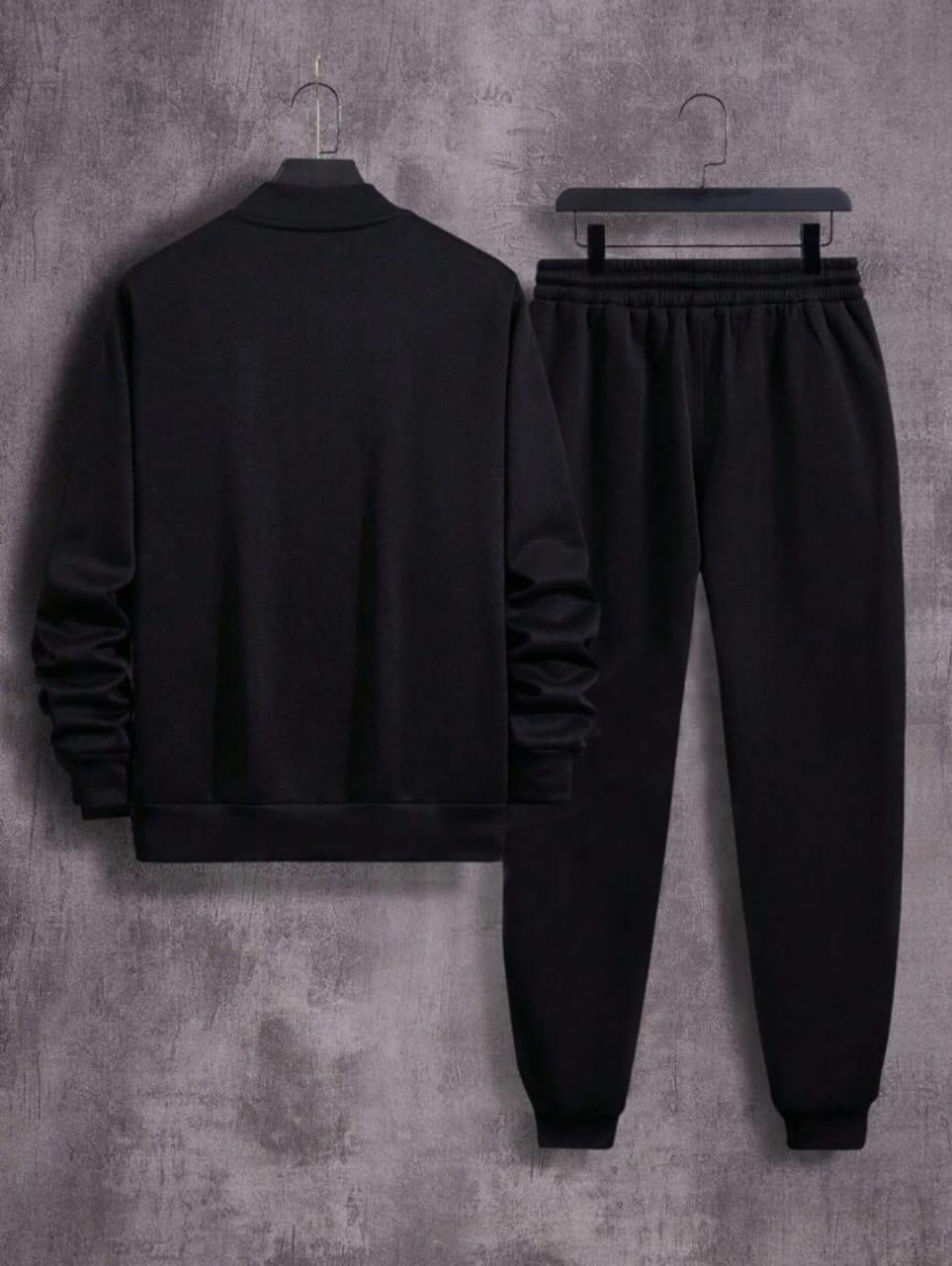 2 Pcs Men's Fleece Plain Zipper TrackSuit