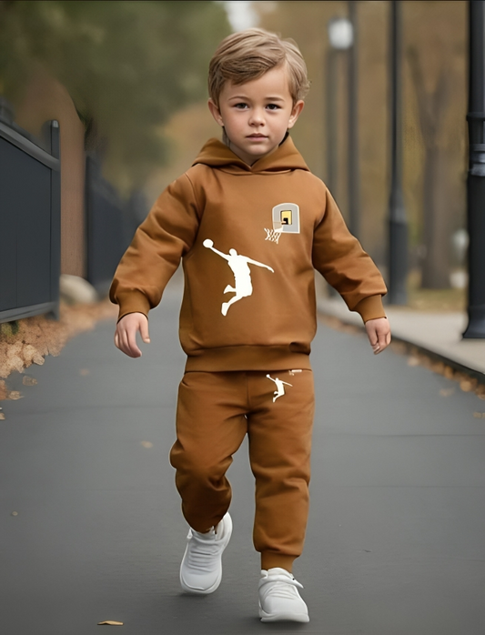 2 Pcs Kids Baby Tracksuit Brown