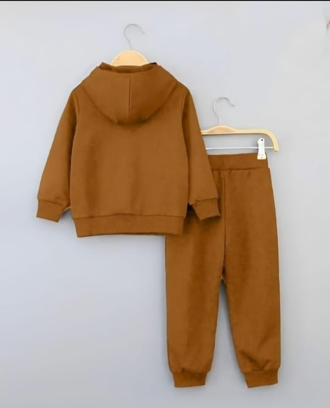 2 Pcs Kids Baby Tracksuit Brown